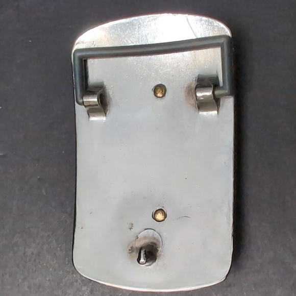 VGT, Double Horseshoe Gold/Silver Toned Metal with Turquoise Stone Belt Buckle. - Picture 3 of 6